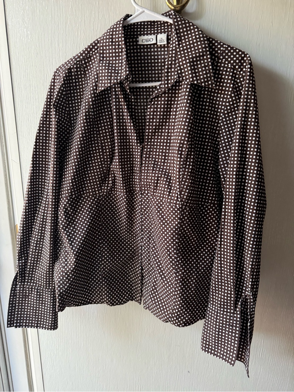Cato Brown Polka Dot Button-Up Shirt - Women - Picture 2 of 5